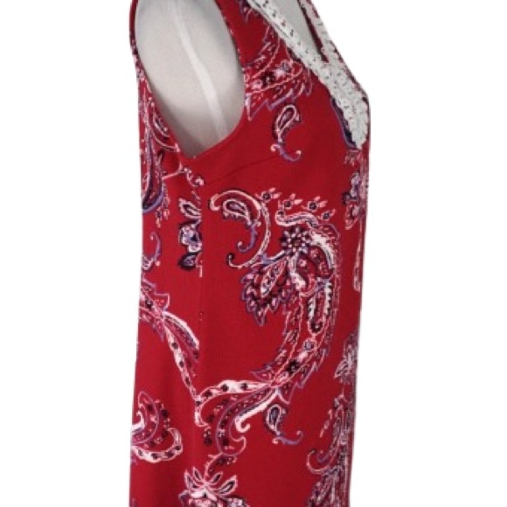 Dana Buchman Red and White embroidered paisley print dress - Picture 3 of 8
